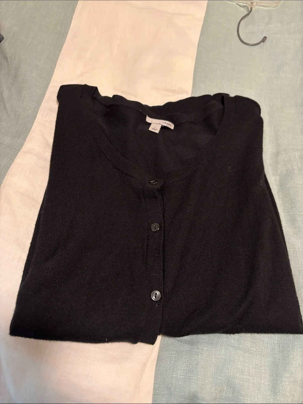 Halogen Lightweight Black 3/4 Sleeve Button Down Women's Cardigan